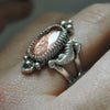 Size 7.25, Lady of the Sea, Seahorse Mermaid Ring, Imperial Topaz, Sterling and Fine Silver