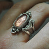 Size 7.25, Lady of the Sea, Seahorse Mermaid Ring, Imperial Topaz, Sterling and Fine Silver