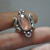 Size 7.25, Lady of the Sea, Seahorse Mermaid Ring, Imperial Topaz, Sterling and Fine Silver