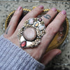 SALE 15% off! BLEMISHED - Size 10 - Opal and Moonstone, Sterling and Fine Silver and Brass Ring