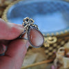 SALE! SIZE 6.5 - Peach Confetti Moonstone, Sterling and Fine Silver and Brass Ring