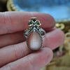 SALE! SIZE 6.5 - Peach Confetti Moonstone, Sterling and Fine Silver and Brass Ring