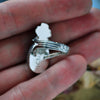SALE! SIZE 6.5 - Peach Confetti Moonstone, Sterling and Fine Silver and Brass Ring