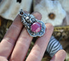 PENDANT, Blooming Boneyard with ruby