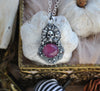 PENDANT, Blooming Boneyard with ruby
