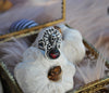 Size 7.25, Blooming Boneyard with black opal