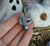 Size 7.25, Blooming Boneyard with black opal