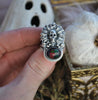 Size 7.25, Blooming Boneyard with black opal