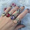 Size 9 - Peach Champagne Morganite, Sterling and Fine Silver and Brass Ring