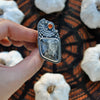 Size 6.5-7, Halloween Star, Satin Flash Opal & Garnet