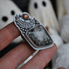 Size 6.5-7, Halloween Star, Satin Flash Opal & Garnet