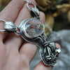 Dried Flowers, Natural Moss Agate Pendant