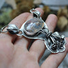 Dried Flowers, Natural Moss Agate Pendant