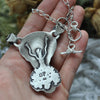 Dried Flowers, Natural Moss Agate Pendant