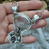 Dried Flowers, Natural Moss Agate Pendant