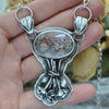 Dried Flowers, Natural Moss Agate Pendant