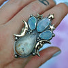 Size 9.25, Celestial Emblem ring, Australian Opal & Rutiled Quartz over Moonstone
