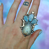 Size 9.25, Celestial Emblem ring, Australian Opal & Rutiled Quartz over Moonstone