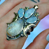Size 9.25, Celestial Emblem ring, Australian Opal & Rutiled Quartz over Moonstone