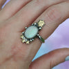 Size 10, Moon&Star ring, Australian Opal, Sterling and Fine Silver