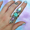 SIZE 9, Dreamscape, Purple Chalcedony, Peruvian Blue Opal, Tourmaline in Quartz