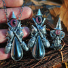 Cat Familiar, Pendant, Tourmaline and Hematite