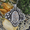 Dried Flowers, Natural Moss Agate Pendant