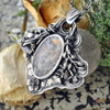 Dried Flowers, Natural Moss Agate Pendant