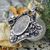 Dried Flowers, Natural Moss Agate Pendant
