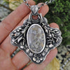 Dried Flowers, Natural Moss Agate Pendant