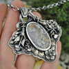 Dried Flowers, Natural Moss Agate Pendant