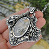 Dried Flowers, Natural Moss Agate Pendant