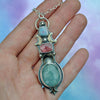 PENDANT Dreamscape amulet, Opal, Strawberry Topaz, Aquamarine, Sterling and Fine Silver