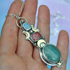 PENDANT Dreamscape amulet, Opal, Strawberry Topaz, Aquamarine, Sterling and Fine Silver