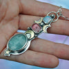 PENDANT Dreamscape amulet, Opal, Strawberry Topaz, Aquamarine, Sterling and Fine Silver