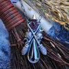 Cat Familiar, Pendant, Tourmaline and Hematite