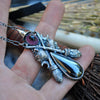 Cat Familiar, Pendant, Tourmaline and Hematite