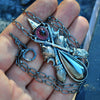 Cat Familiar, Pendant, Tourmaline and Hematite