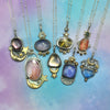 Pendant set, Moon&Star sets, Tourmaline & Tanzanite, Sterling and Fine Silver