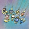 Pendant set, Moon&Star sets, Tourmaline & Tanzanite, Sterling and Fine Silver