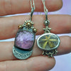 Pendant set, Moon&Star sets, Golden Star Quartz & Amethyst, Sterling and Fine Silver