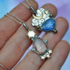 Pendant set, Moon&Star sets, Tourmaline & Tanzanite, Sterling and Fine Silver
