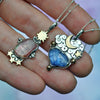 Pendant set, Moon&Star sets, Tourmaline & Tanzanite, Sterling and Fine Silver