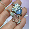Pendant set, Moon&Star sets, Tourmaline & Tanzanite, Sterling and Fine Silver