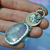 PENDANT, Dreamscape, Tourmaline in Quartz, Sterling and Fine Silver
