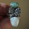 Size 7.25, Winter Offerings, Emerald and Moonstone