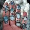 Size 5, Moon&Star, Moonstone and Tourmalinated Quartz