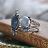 Size 7.5, Moon&Star, Moonstone and Aquamarine