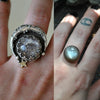 Custom Order!! GREY MOONSTONE, Stargazing Oracle Ring OR Necklace, Sterling and Fine Silver and Brass