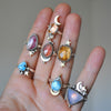 Size 7, Moon&Star sets, Confetti Sunstone and Friedelite, Sterling and Fine Silver